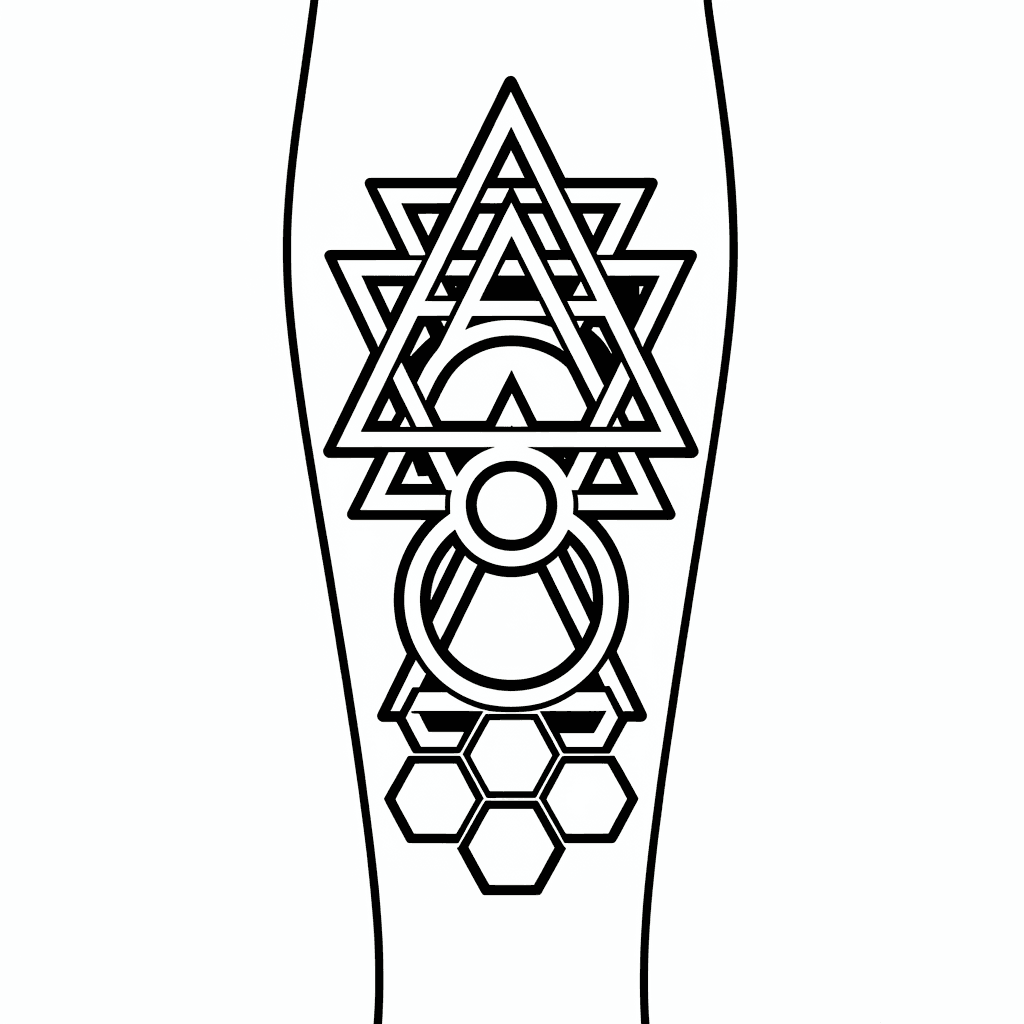 Geometric tattoo concept with clear depth layers for 3D STL export